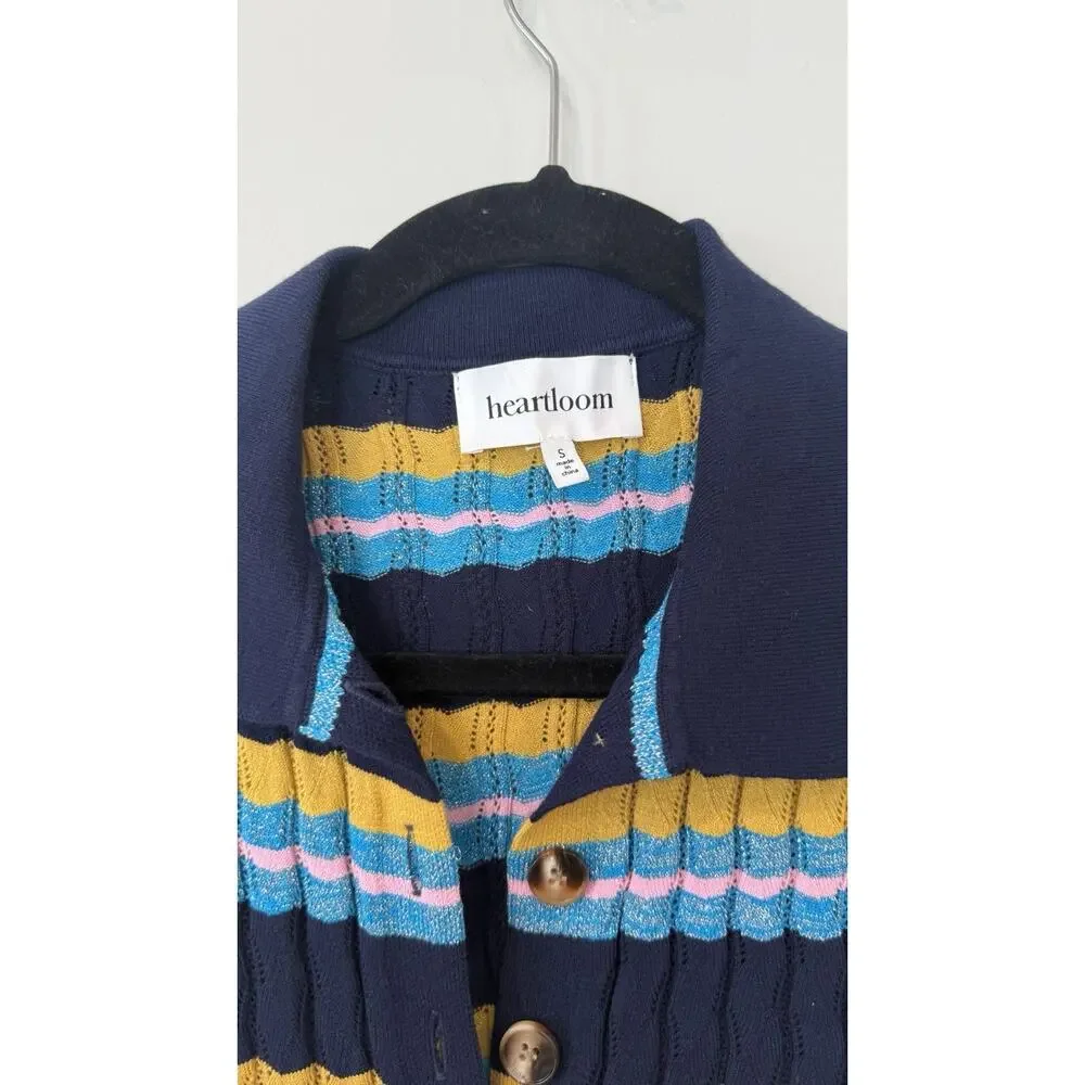 Heartloom Dress Blue Stripe Zigzag Knit Maxi Womens Boho Hippie Size Small - Picture 4 of 10